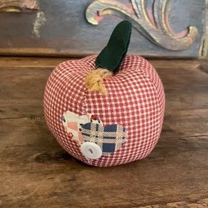 Vintage Cotton Plaid Apples Pin Cushion